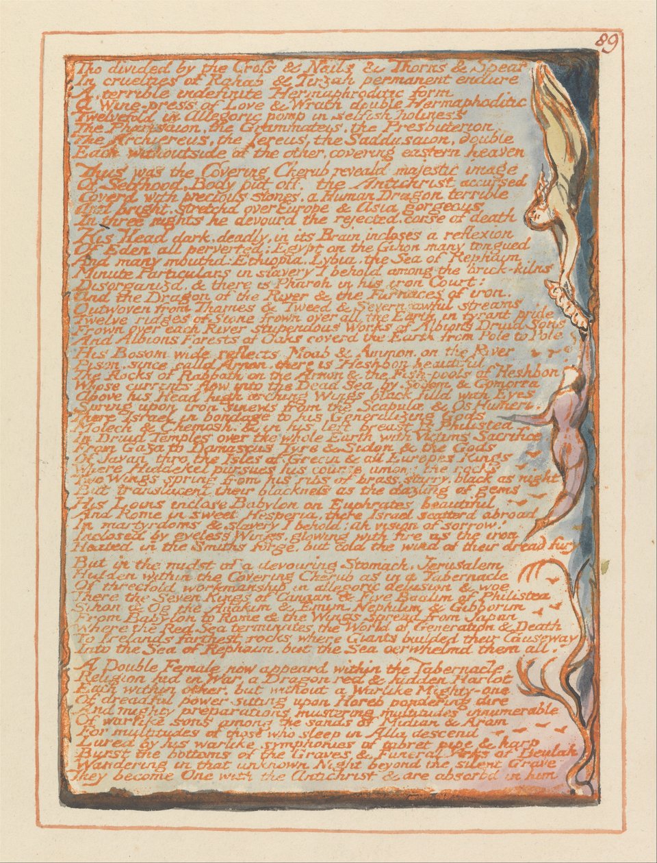 Jerusalem, plate 89, Tho delt med korset .... av William Blake
