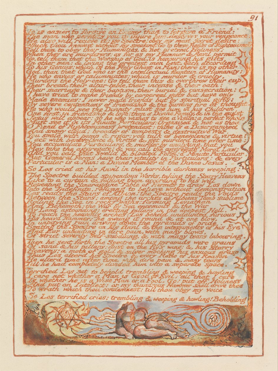 Jerusalem, Plate 91, Det er lettere å tilgi en fiende.... av William Blake