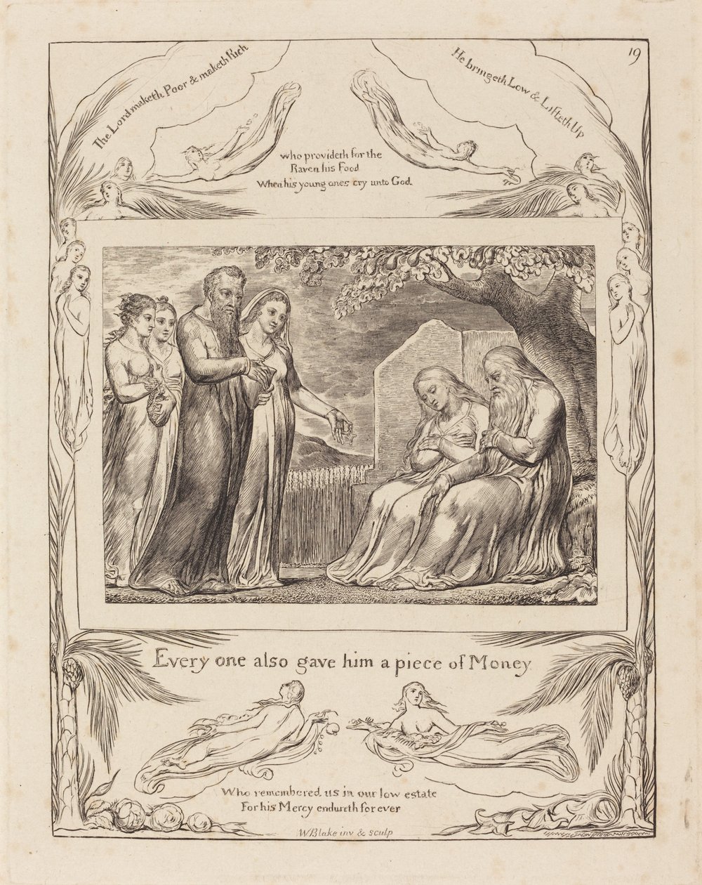 Job mottar veldedighet av William Blake