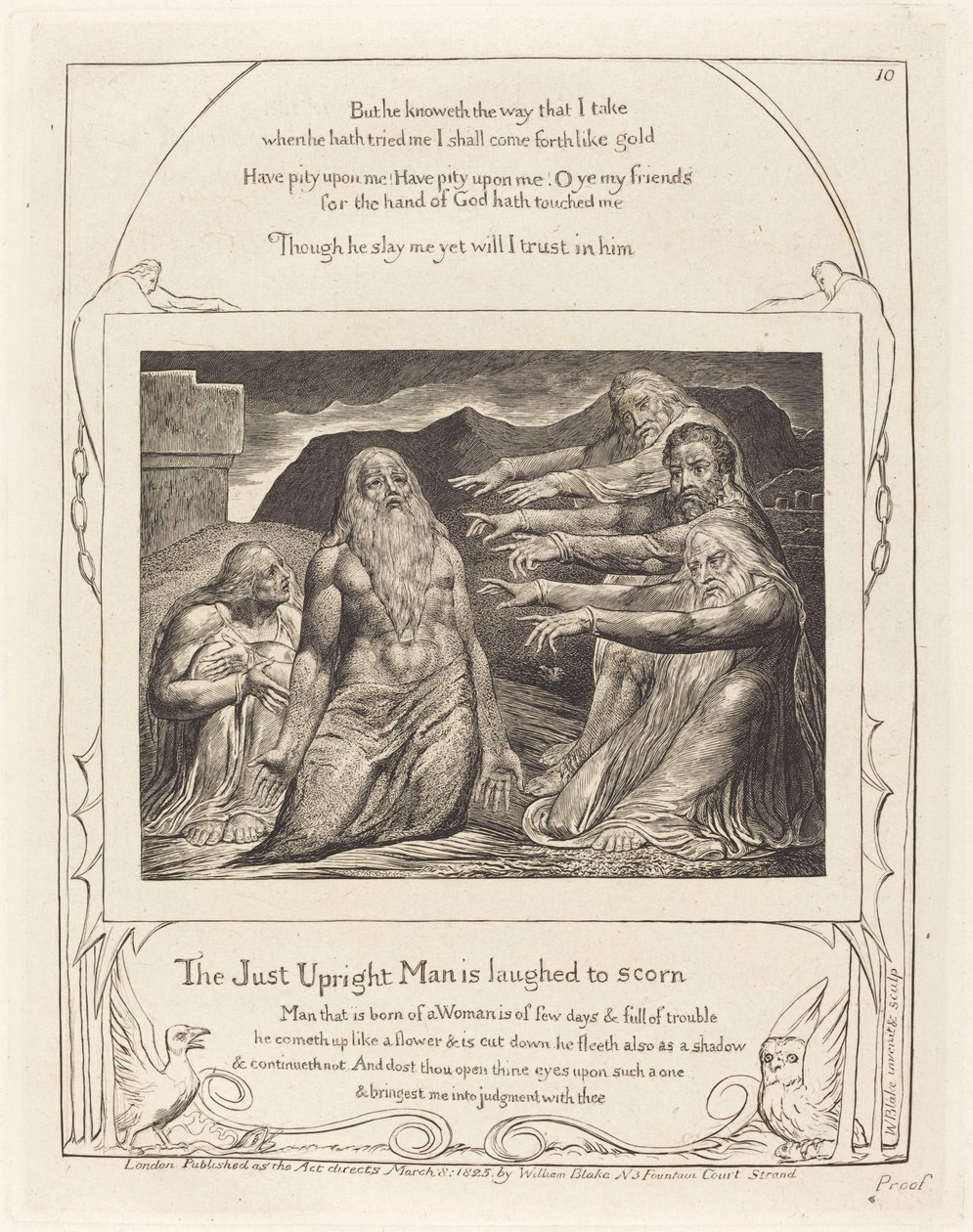 Job irettesatt av sine venner av William Blake