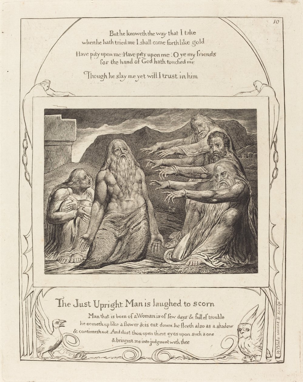 Job irettesatt av sine venner av William Blake