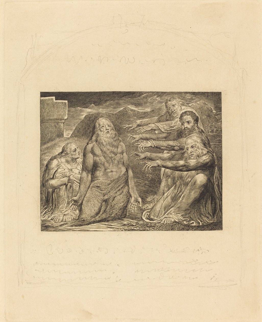 Job irettesatt av hans venner, 1825. av William Blake