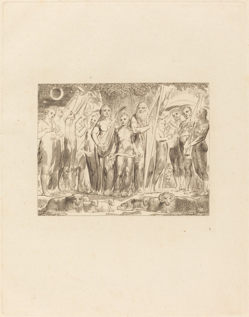 Job og hans familie gjenopprettet til velstand, 1825. av William Blake