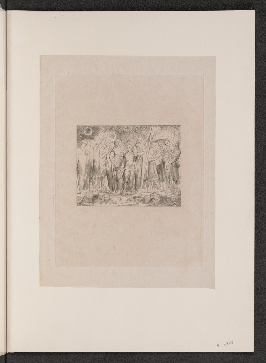 Job og hans familie gjenopprettet til velstand, 1825. av William Blake