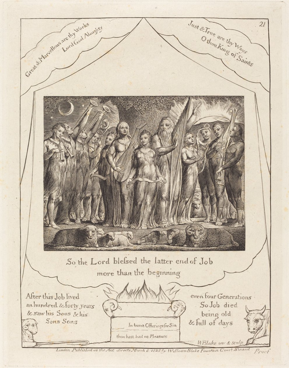 Job og hans kone gjenopprettet til velstand, 1825. av William Blake