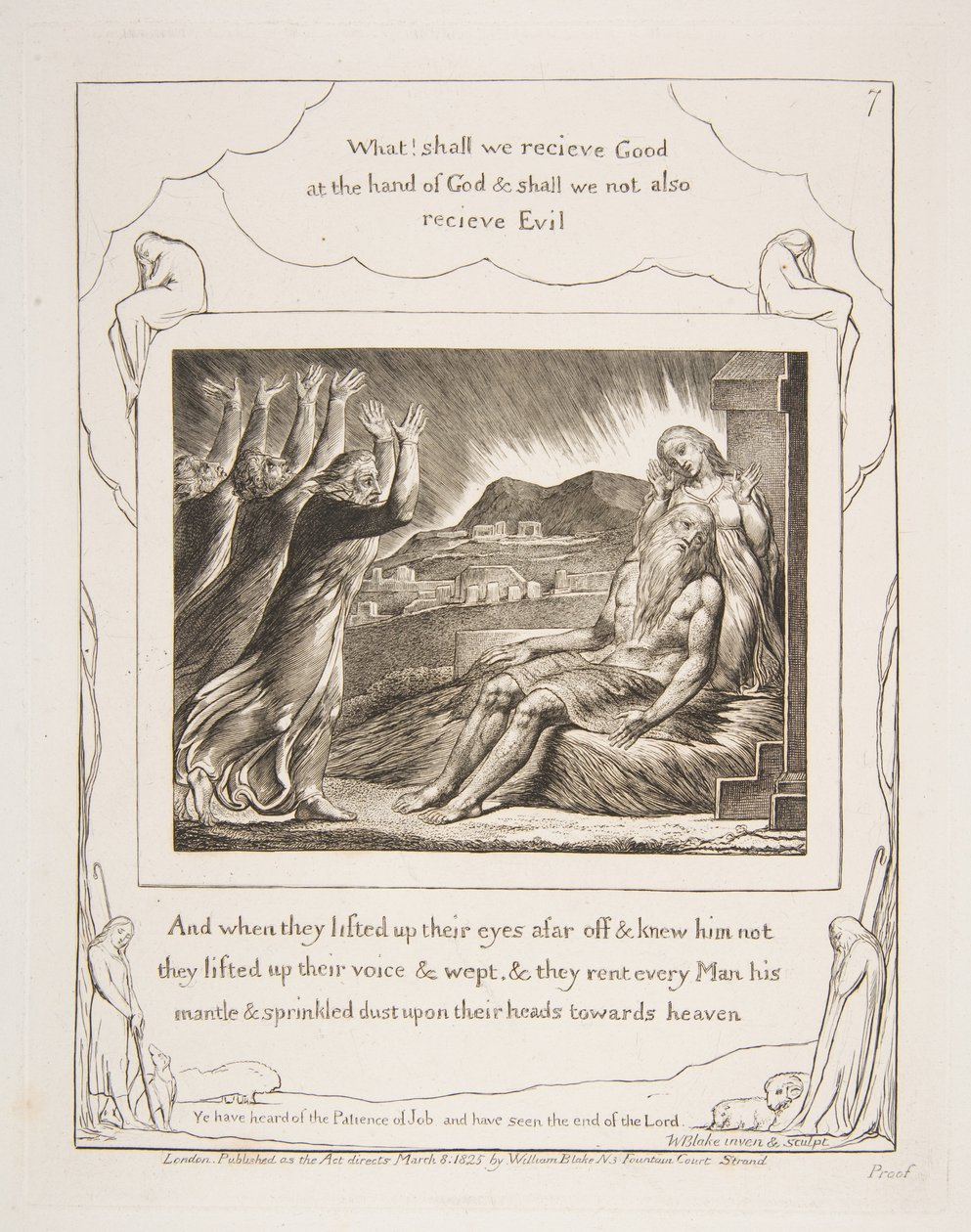 Jobs Comforters, fra illustrasjoner av Jobs bok, 1825-26. av William Blake