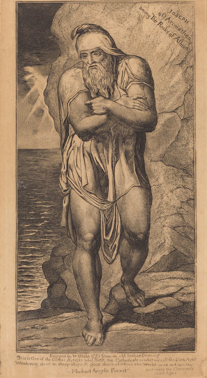 Joseph av Arimathea Among the Rocks of Albion, ca. 18031810. av William Blake
