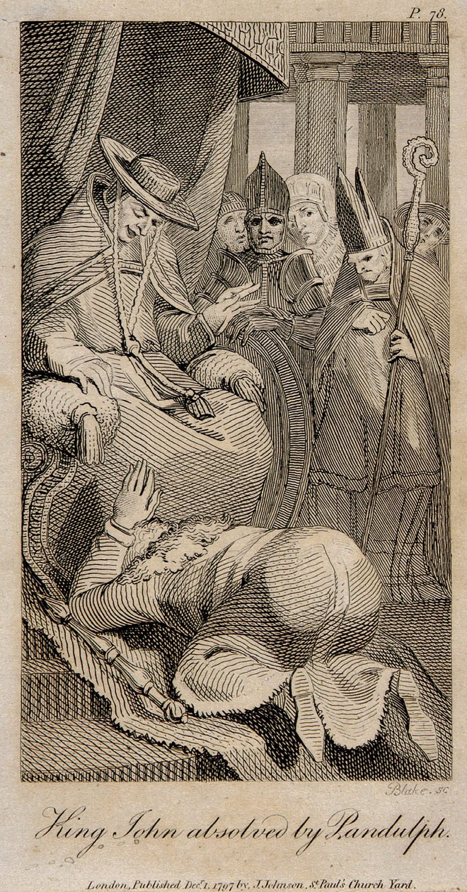 Kong John frikjent av Pandulph etter Henry Fuseli, 1798 av William Blake