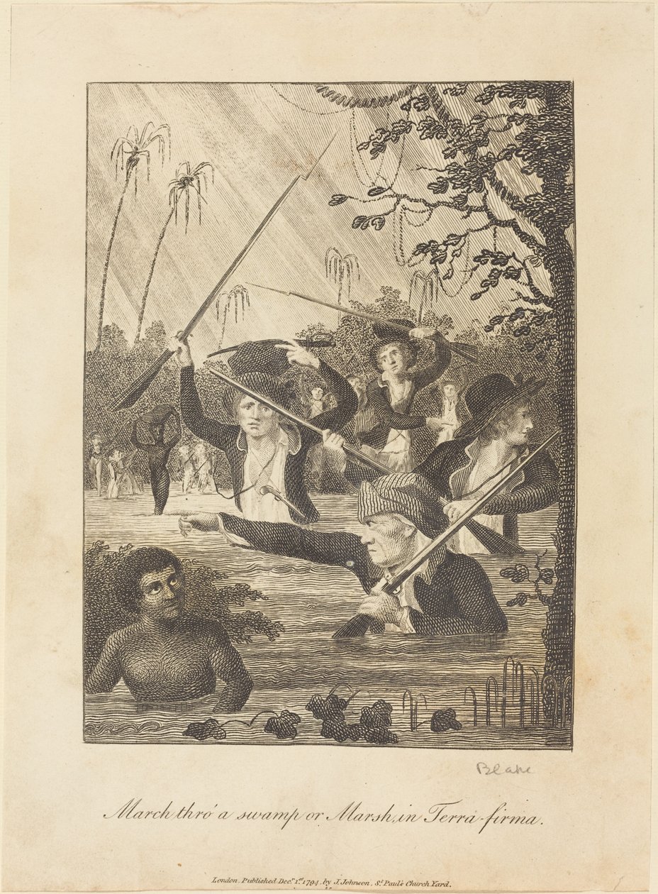 Mars gjennom en myr eller myr i Terra-firma, 1793. av William Blake
