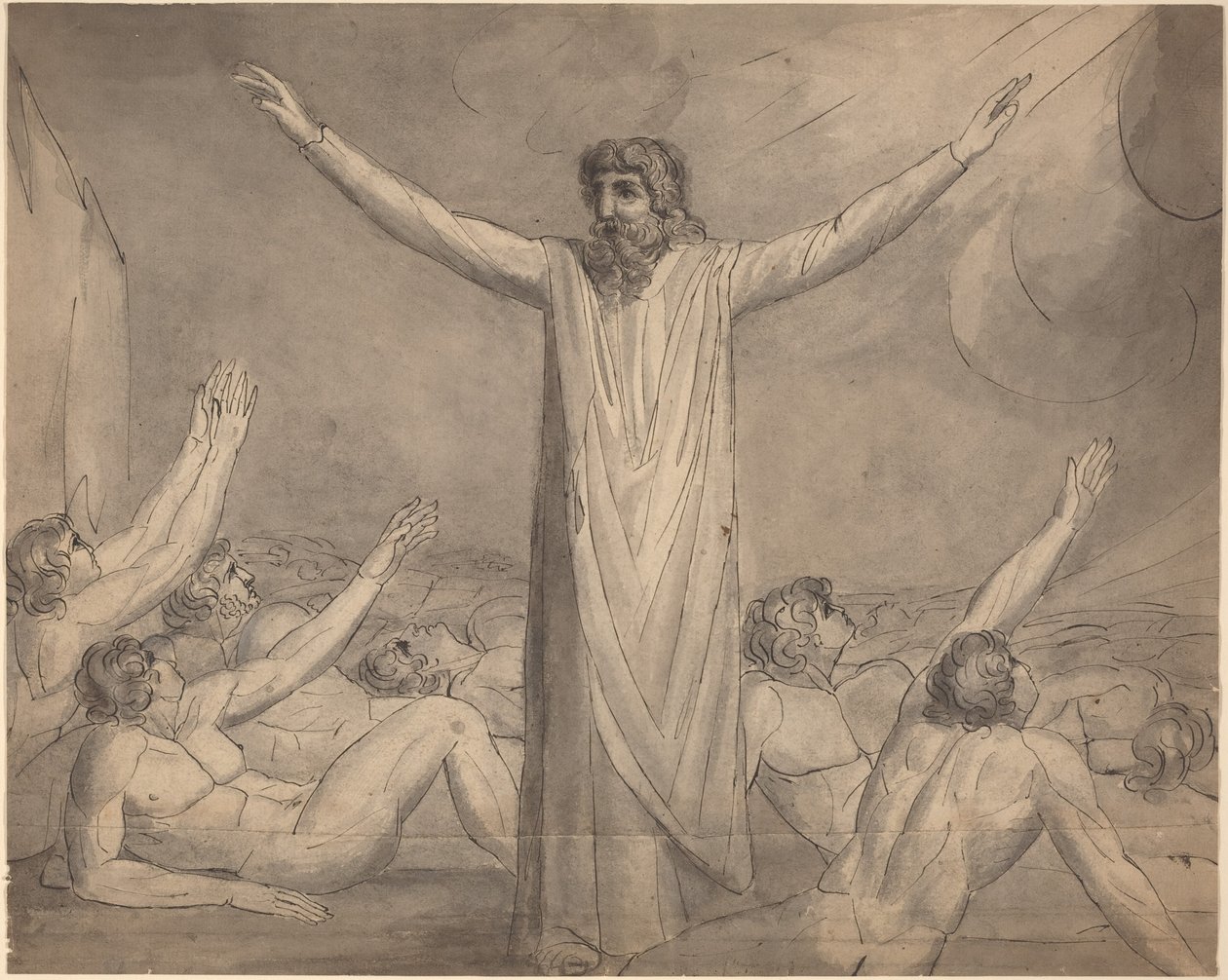 Moses stanser pesten (?) [recto] av William Blake