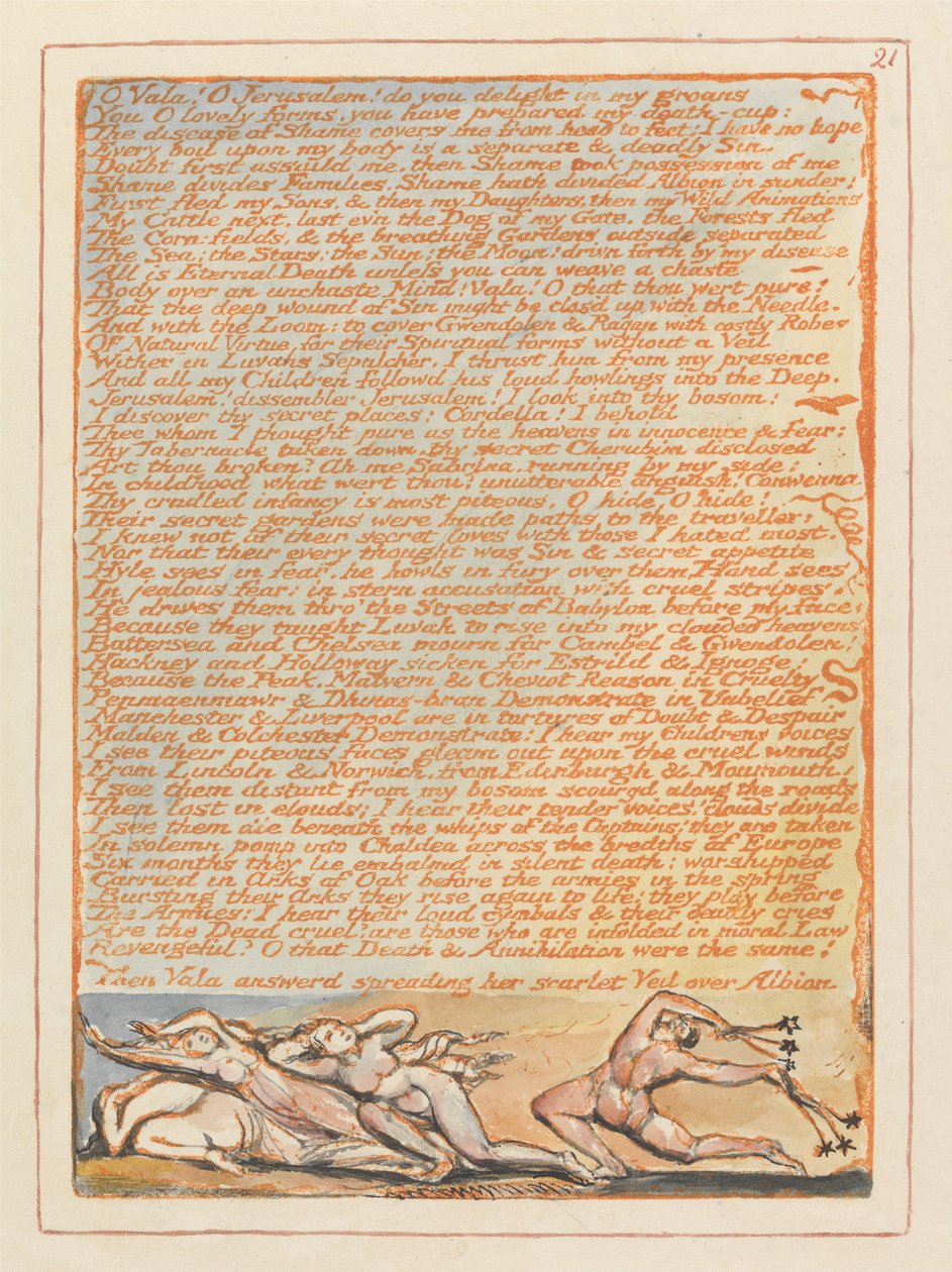 O Vala! O Jerusalem! erfreut ihr euch an meinen Klagen... (Platte 21) av William Blake
