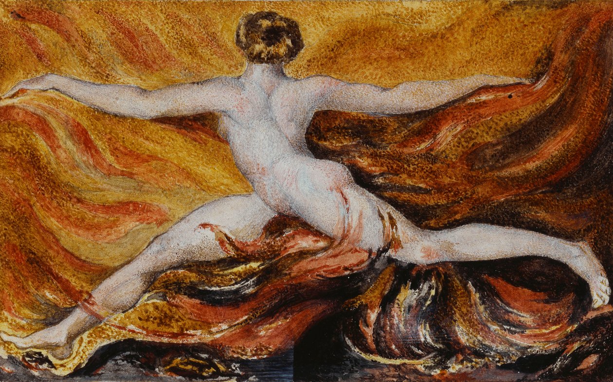 Åh! Flames of Furious Desires: Plate 3 av Urizen, 1796 av William Blake