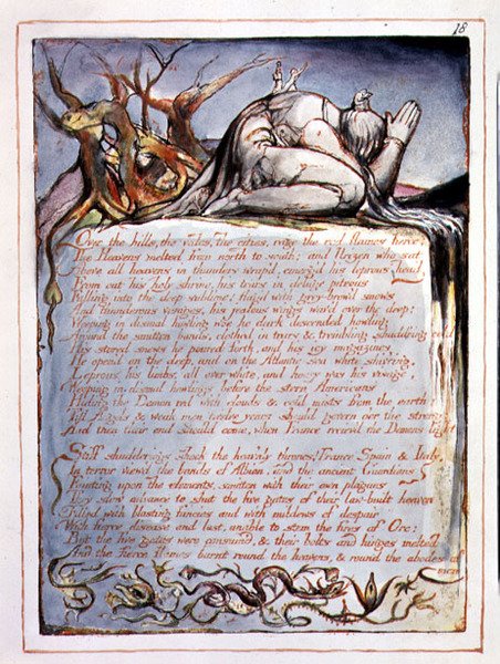 "Over the Hills", plate 16 fra "America, a Prophecy" av William Blake