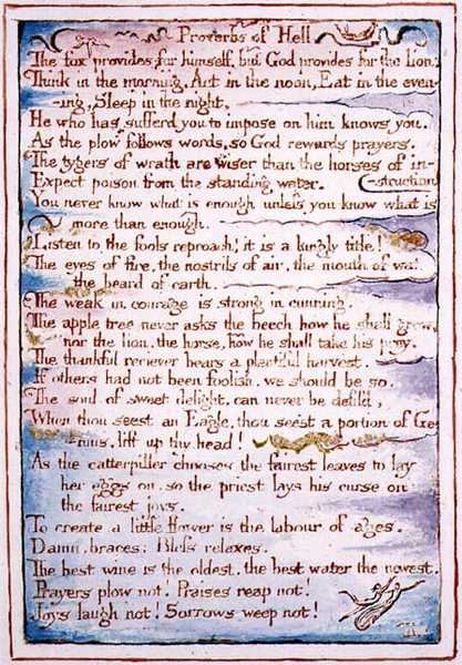 Proverbs of Hell, tekst fra 