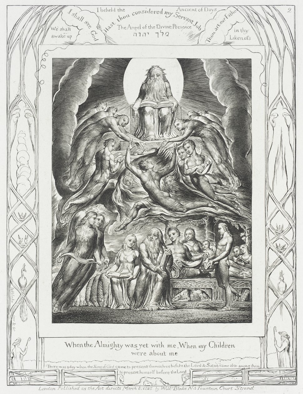 Satan viser seg for Gud av William Blake
