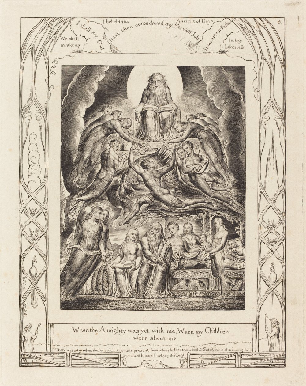 Satan foran Guds trone, 1825. av William Blake