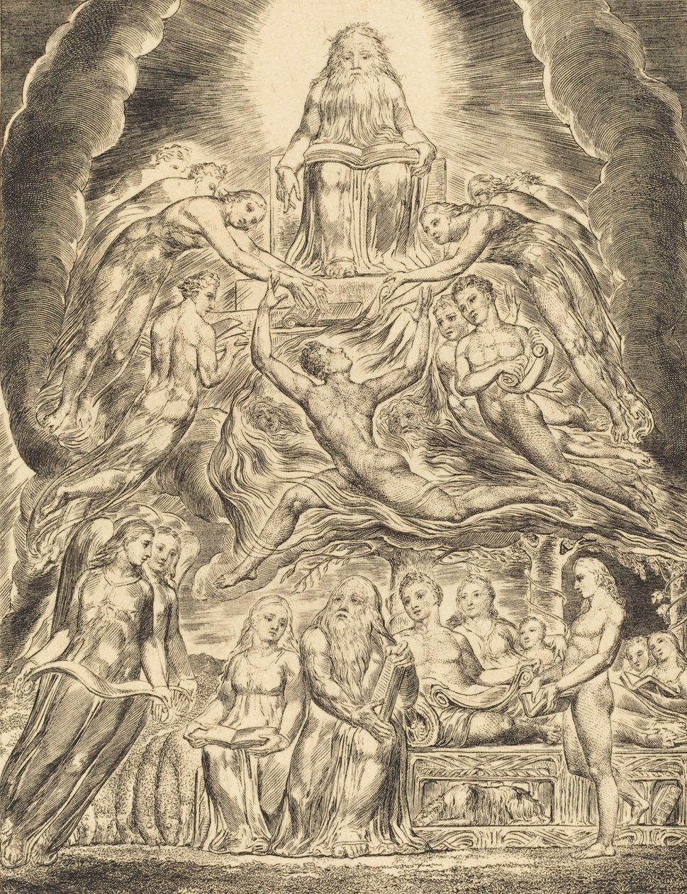 Satan foran Guds trone, 1825. av William Blake