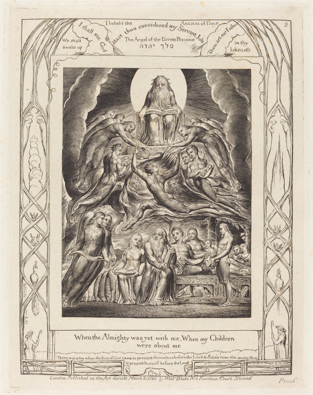 Satan foran Guds trone, 1825. av William Blake