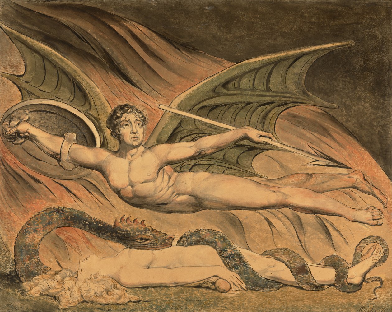 Satan jubler over Eva av William Blake