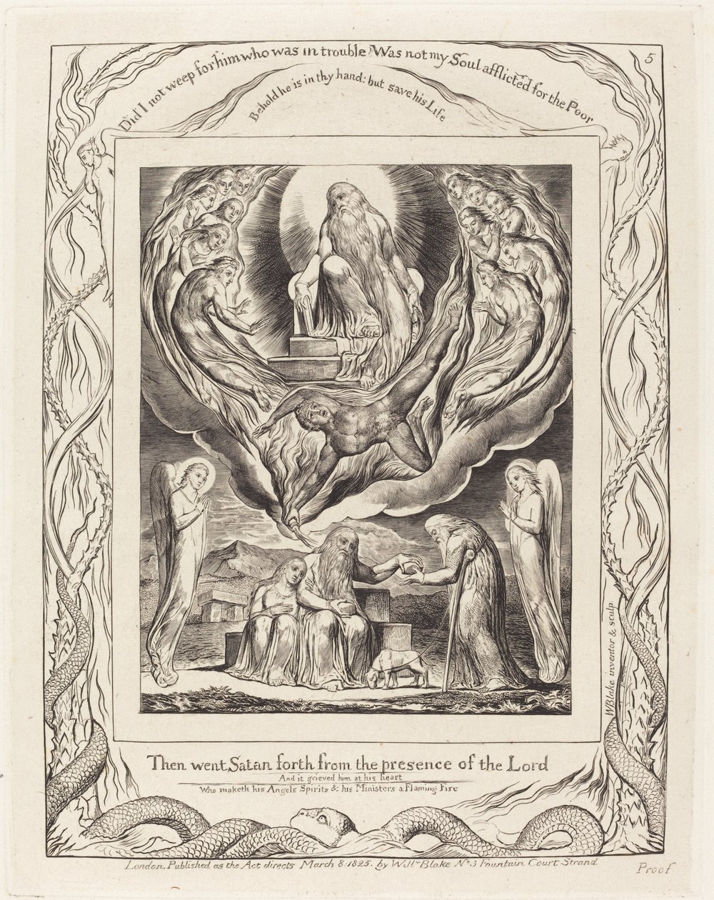 Satan går ut fra Herrens nærvær av William Blake