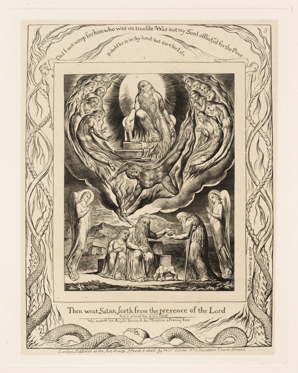 Satan trer fram fra Herrens nærvær av William Blake