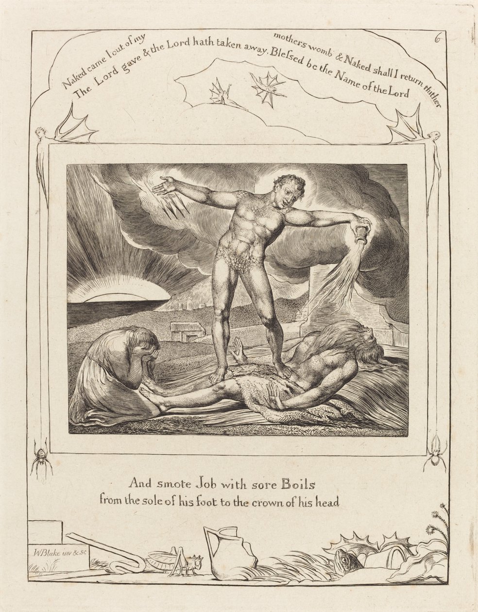 Satan slår jobb med byller, 1825. av William Blake
