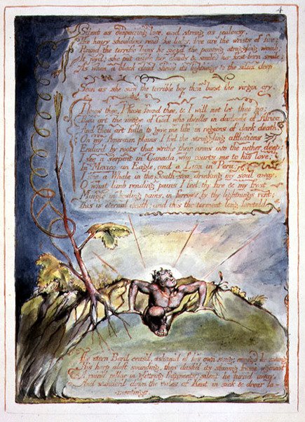 "Silent as Despairing Love", plate 2 fra "America, a Prophecy" av William Blake