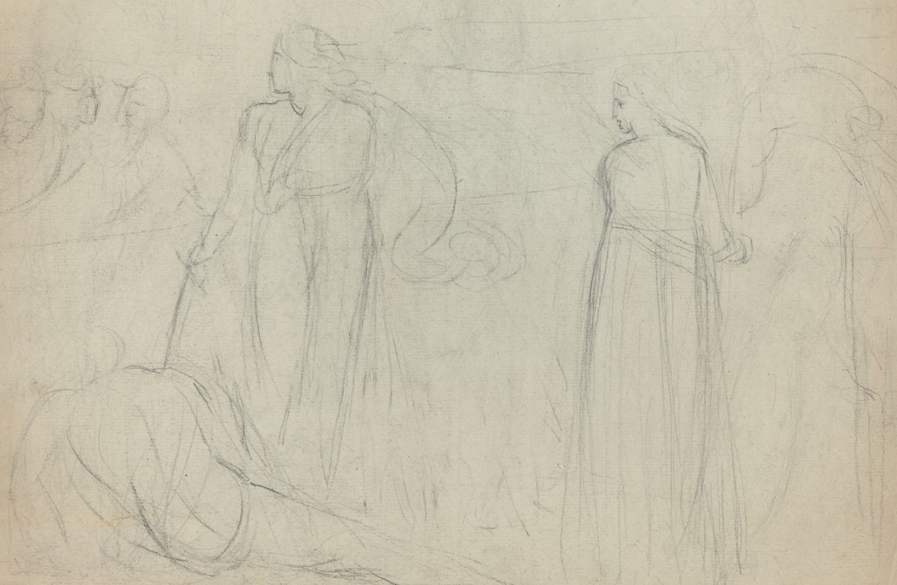 Skisse av en sverdmann som står over sin beseirede motstander [verso] av William Blake