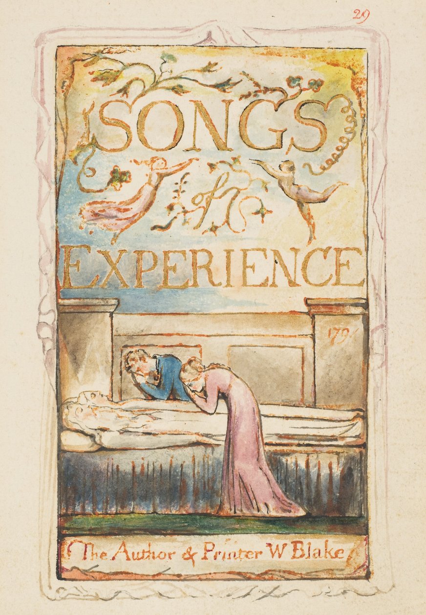 Songs of Experience: Tittelside, ca. 1825 (brunt blekk-etsing håndfarget i akvarell) av William Blake