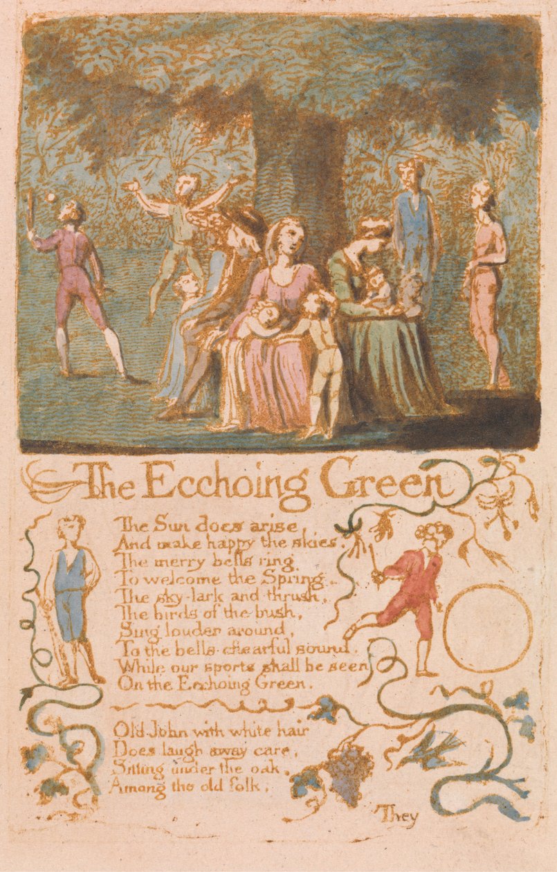 Songs of Innocence, Plate 10, The Echchoing Green (Bentley 6) av William Blake