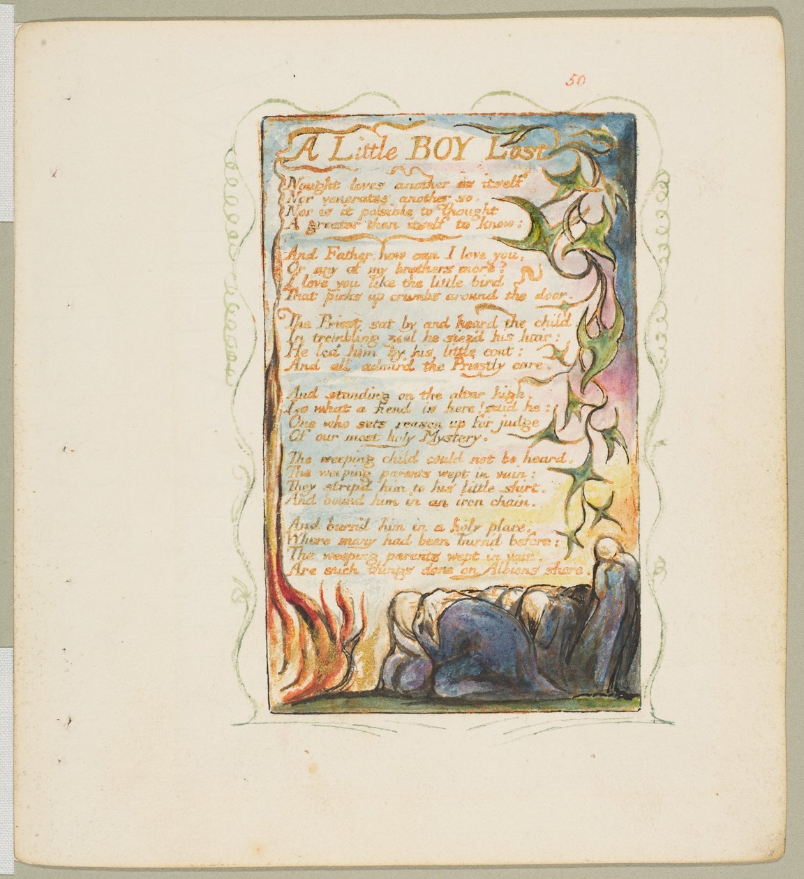 Songs of Innocence and of Experience: A Little Boy Lost, ca. 1825. av William Blake