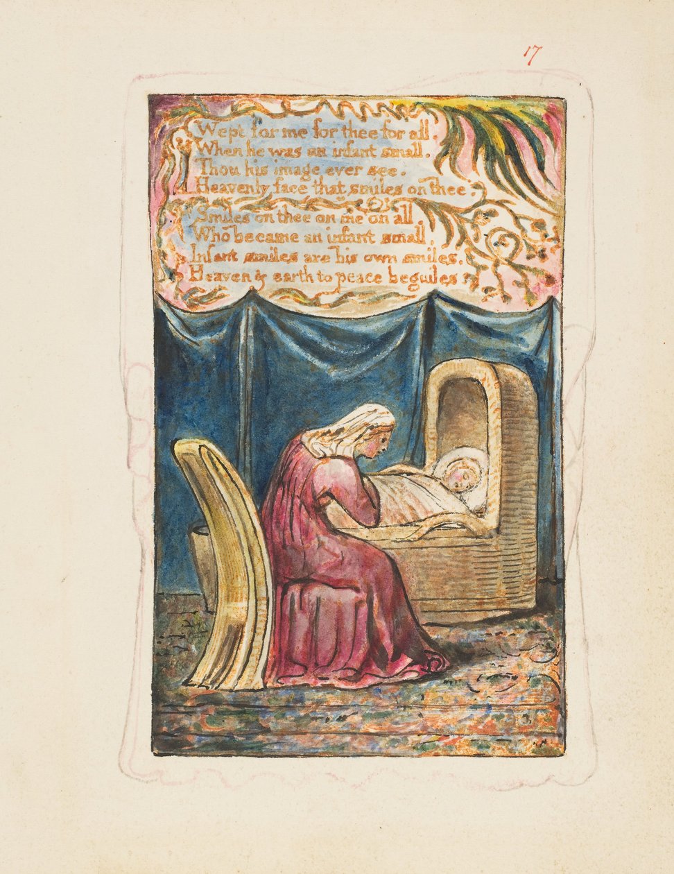 Sanger om uskyld og om erfaring: Cradle Song andre plate: Wept for me..., ca. 1825. av William Blake
