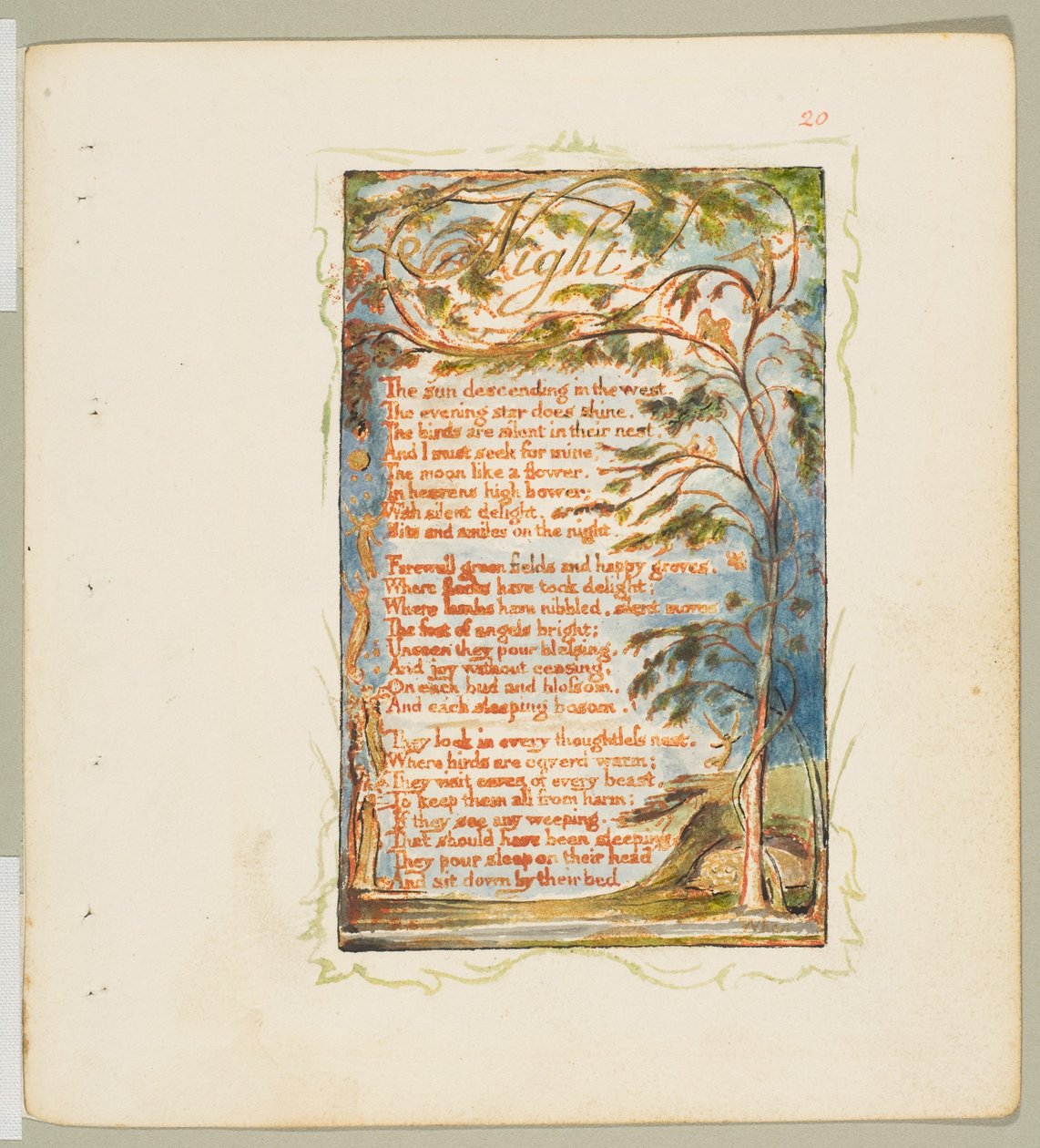 Sanger om uskyld og erfaring: Natt, ca. 1825. av William Blake