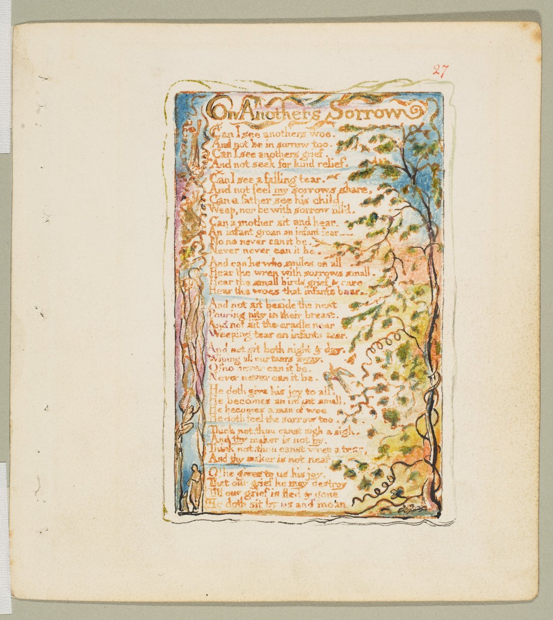 Sanger om uskyld og om erfaring: On Anothers Sorrow, ca. 1825. av William Blake