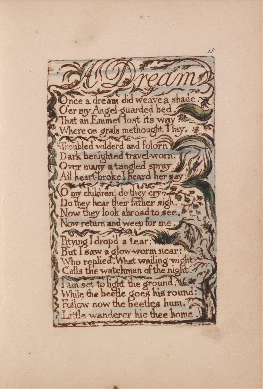 Songs of Innocence and of Experience, Plate 15, A Dream (Bentley 26) av William Blake