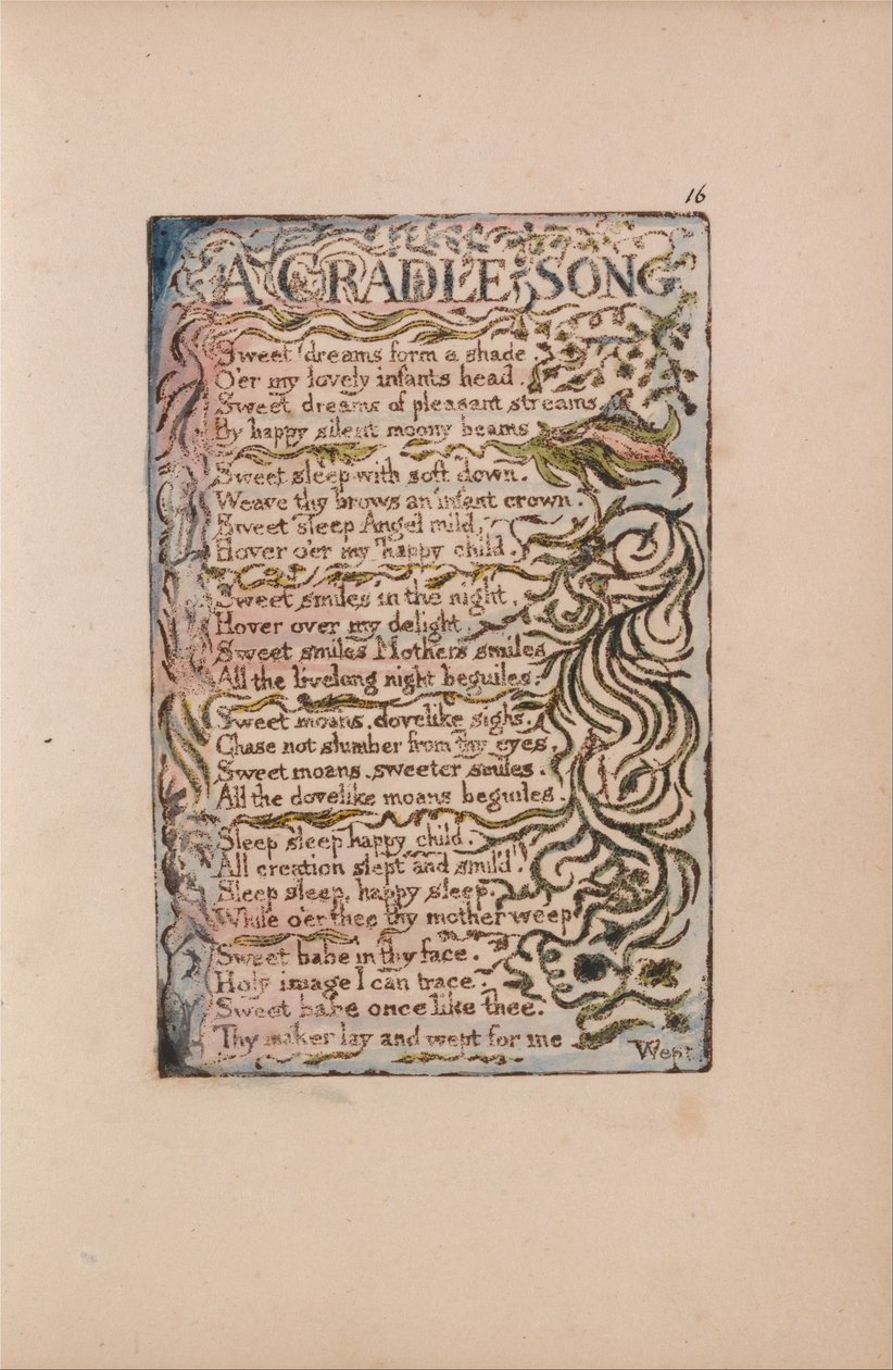Songs of Innocence and of Experience, Plate 16, A Cradle Song (Bentley 16) av William Blake