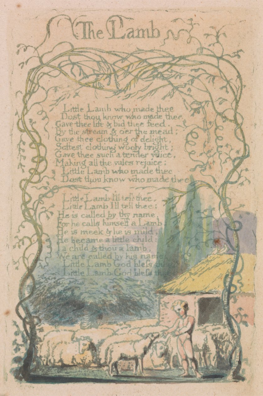 Songs of Innocence and of Experience, Plate 18, "The Lamb" (Bentley 8) av William Blake