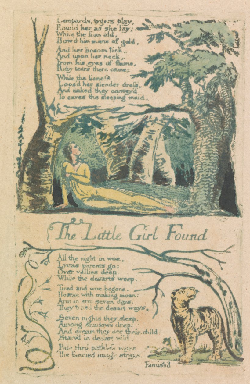 Songs of Innocence and of Experience, Plate 20, "The Little Girl Lost" (Bentley 34) av William Blake