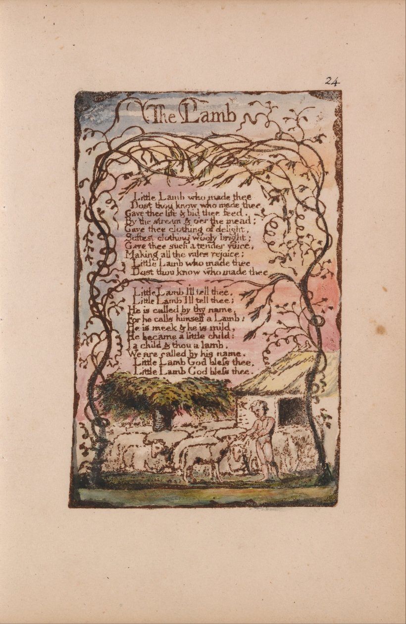 Songs of Innocence and of Experience, Plate 24, The Lamb (Bentley 8) av William Blake