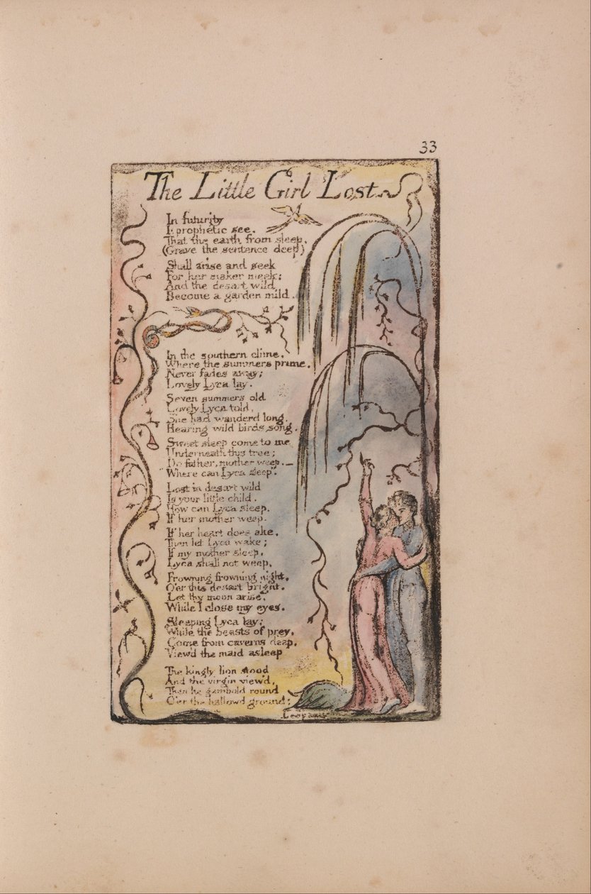 Songs of Innocence and of Experience, Plate 33, The Little Girl Lost (Bentley 34) av William Blake