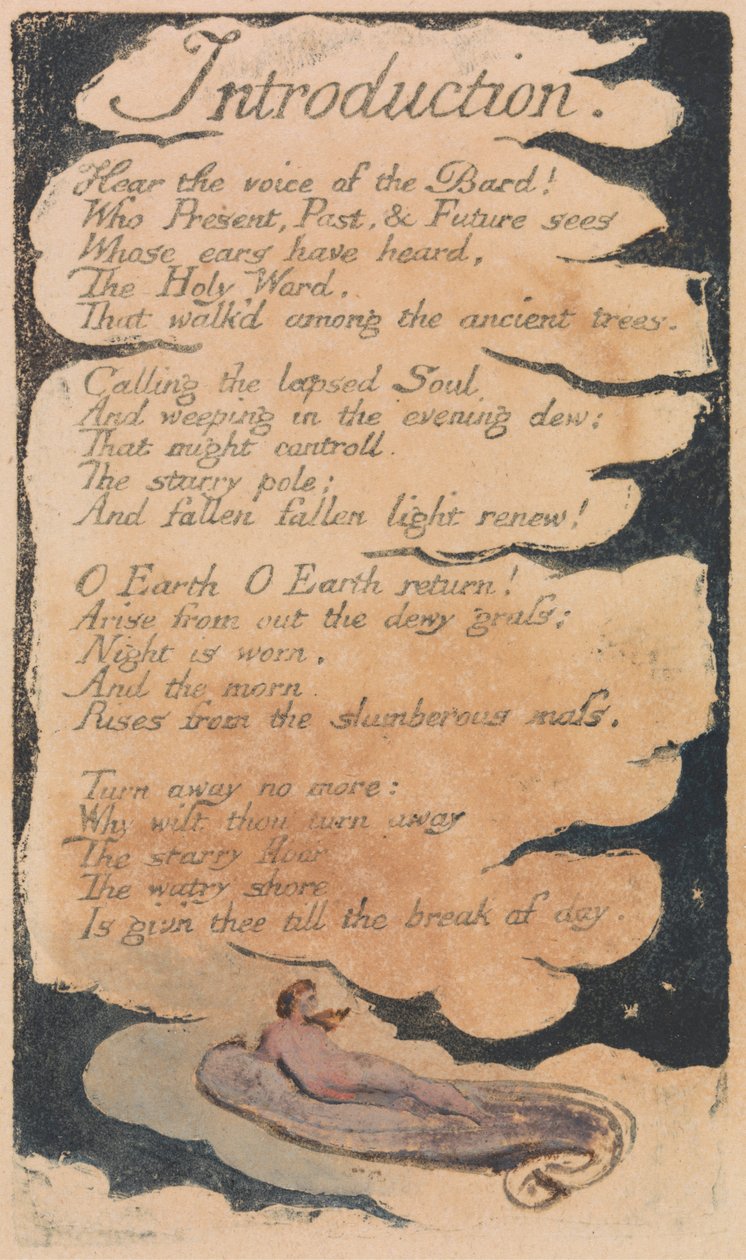 Songs of Innocence and of Experience, plate 34, "Introduksjon" (Bentley 30) av William Blake