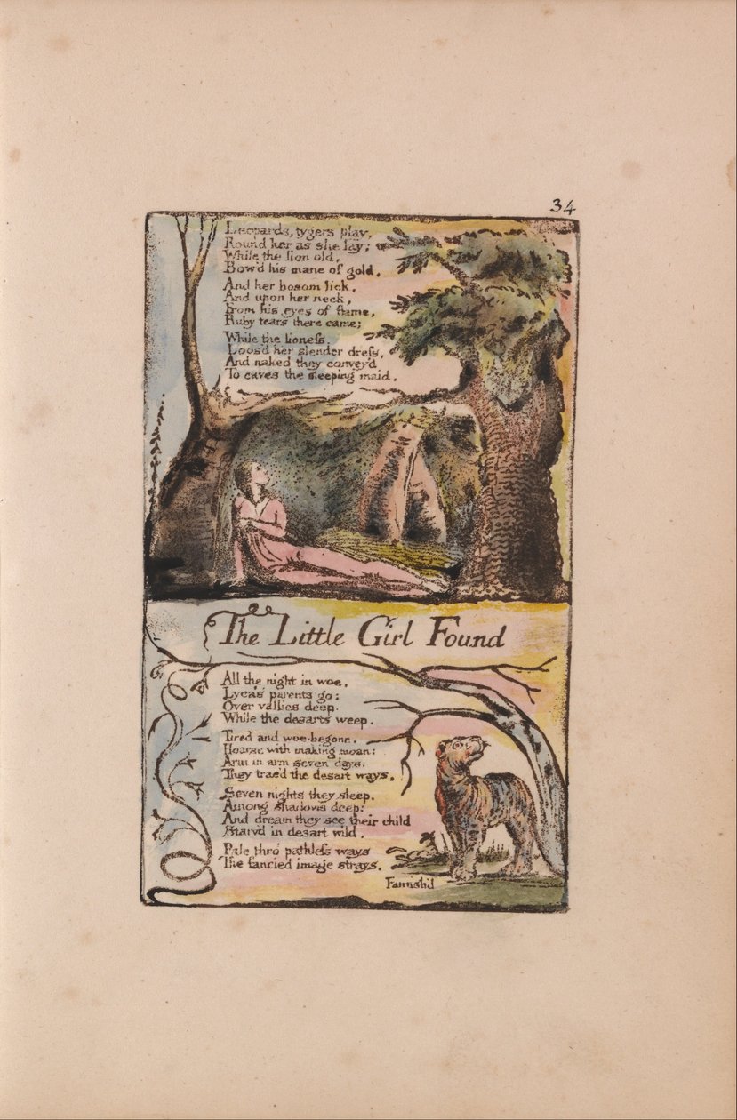 Songs of Innocence and of Experience, Plate 34, The Little Girl Found (Bentley 35) av William Blake