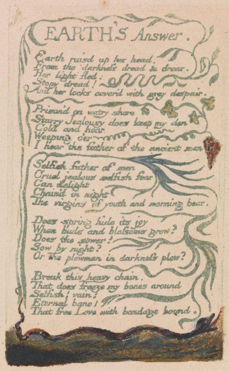 Songs of Innocence and of Experience, plate 35, "Earth's Answer" (Bentley 31) av William Blake