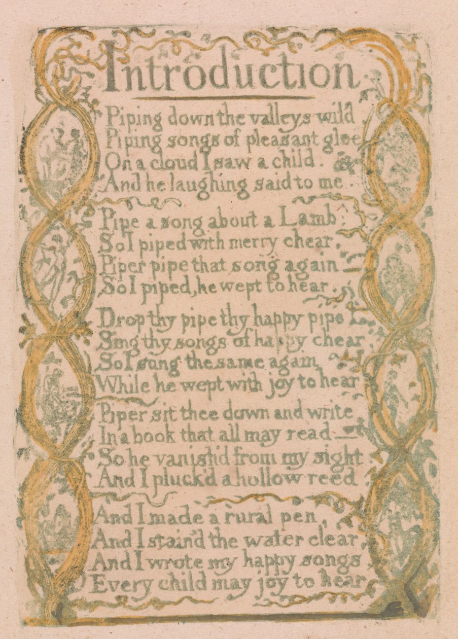 Songs of Innocence and of Experience, plate 3, "Introduction" (Bentley 4) av William Blake