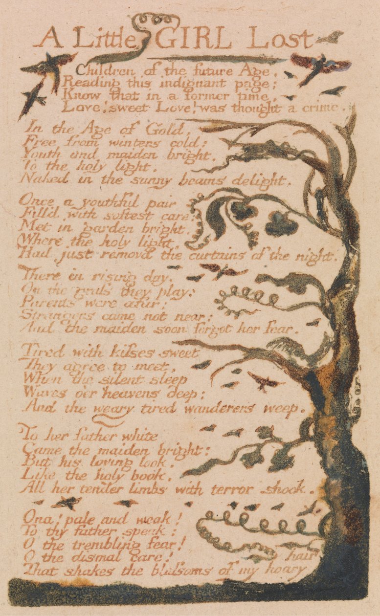 Songs of Innocence and of Experience, Plate 44, "A Little Girl Lost" (Bentley 51) av William Blake