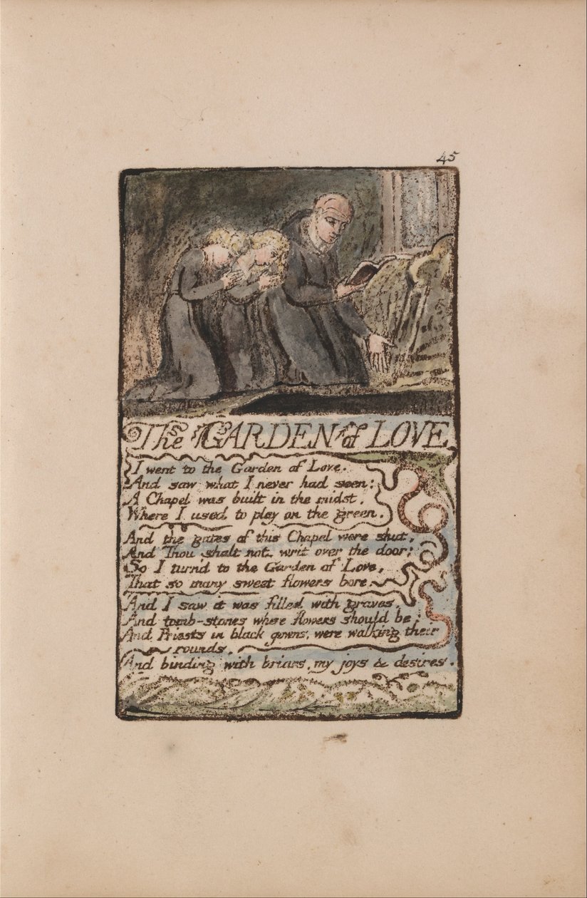 Songs of Innocence and of Experience, Plate 45, The Garden of Love (Bentley 44) av William Blake