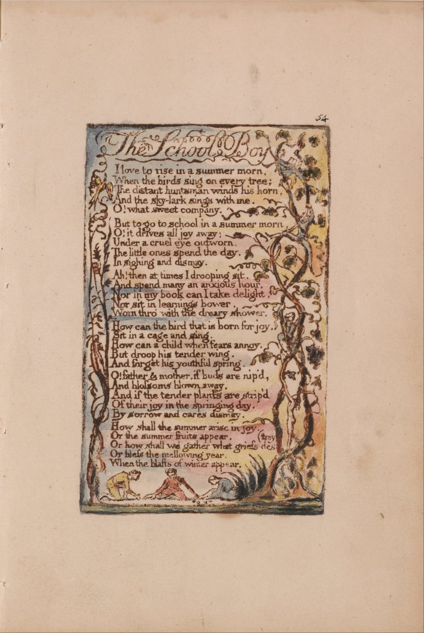 Songs of Innocence and of Experience, Plate 54, The School Boy (Bentley 53) av William Blake