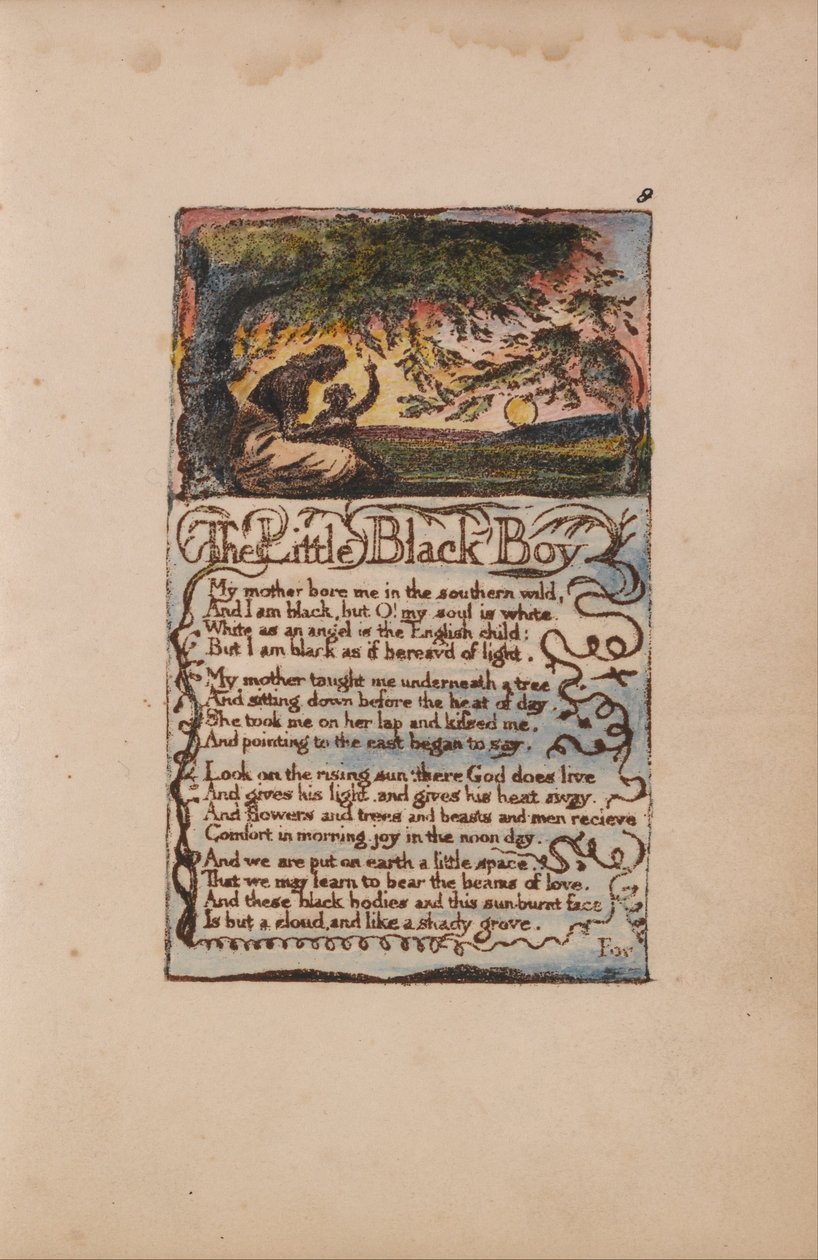 Songs of Innocence and of Experience, Plate 8, The Little Black Boy (Bentley 9) av William Blake