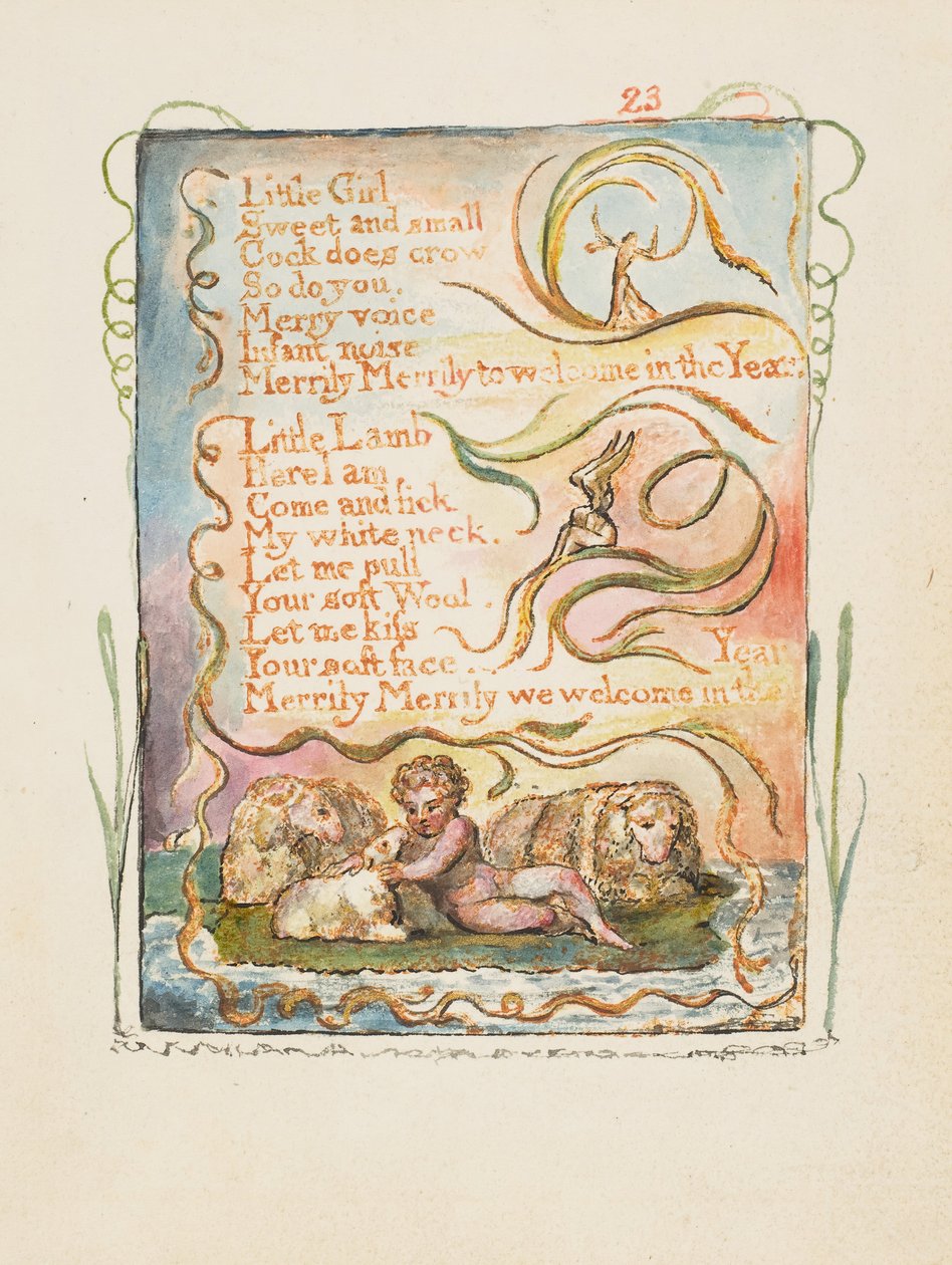 Sanger om uskyld og om erfaring: Vårens andre tallerken: Little Girl, ca. 1825. av William Blake