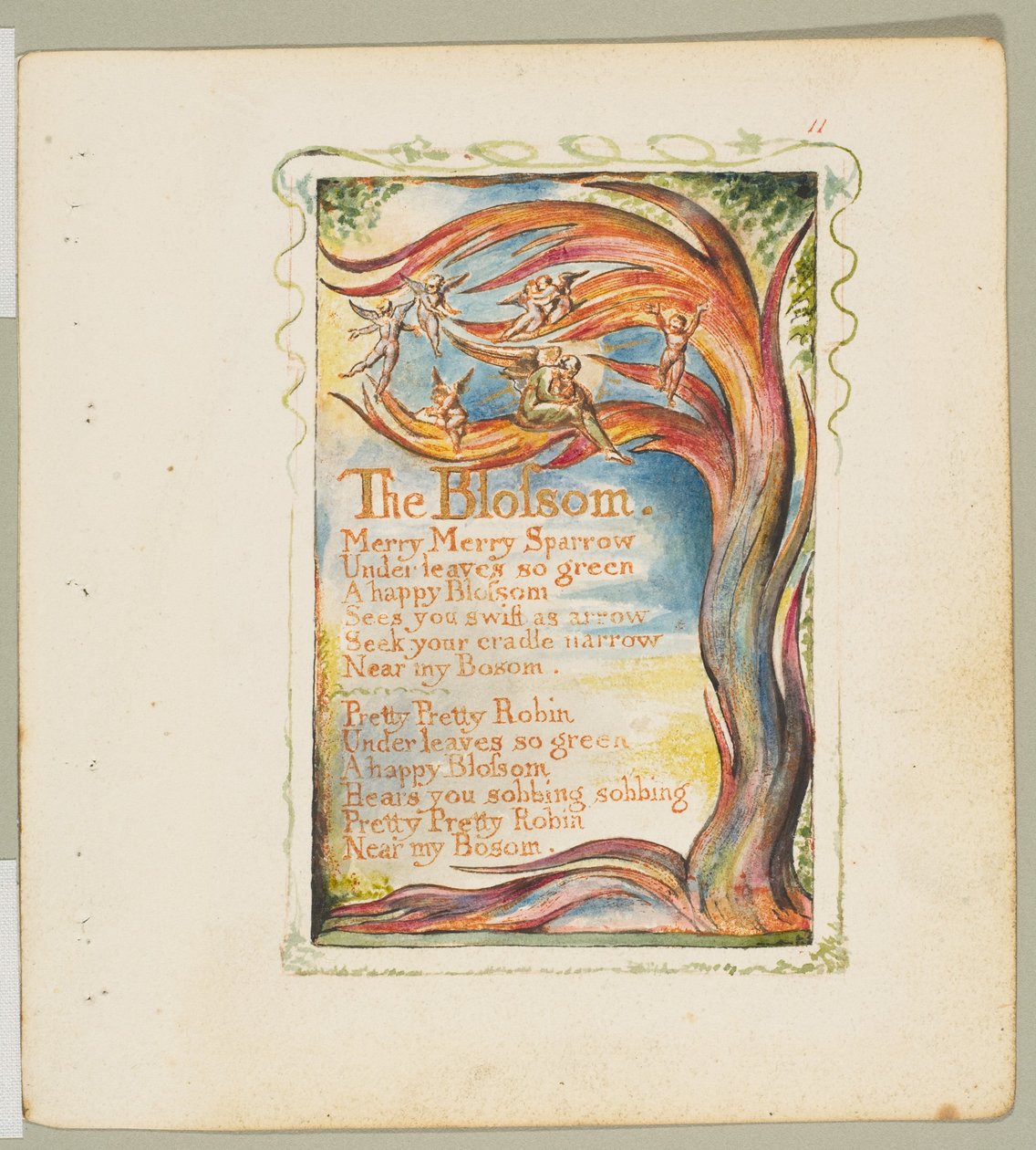 Sanger om uskyld og om erfaring: The Blossom: Merry Merry Sparrow, ca. 1825. av William Blake